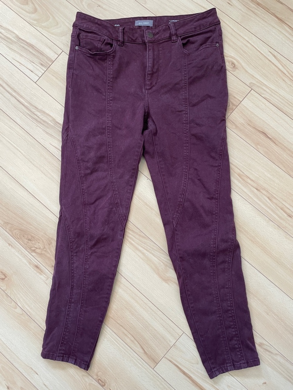 DL1961 Women’s Sz 29 Burgundy Florence Ankle Mid-Rise Intrasculpt Skinny Jeans